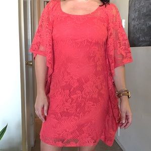 Coral overlay dress
